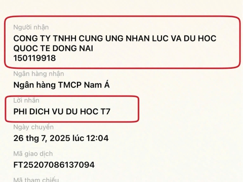 HỌC VIÊN ĐĂNG KÝ, TƯ VẤN DU HỌC, XKLD